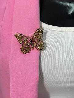 Brošňa Motýľ A-2-21-7 marhuľovej + zlato