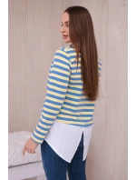 Pruhovaná bavlnená blúzka s golierom denim+žltá Pruhovaná bavlnená blúzka s golierom denim+žltá