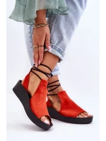 Semišové sandále na klinoch Nicole 2743 orange