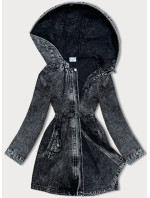 Voľná čierna džínsová dámska denimová bunda (POP7065-K)