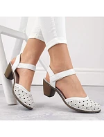 Pohodlné kožené sandále Rieker W RKR650 white Pohodlné kožené sandále Rieker W RKR650 white