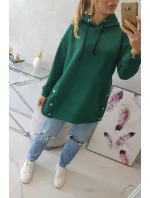 Zateplená mikina s patentkami tmavo zelená