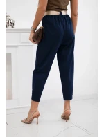 Letné nohavice Punto so zapínaním na nohaviciach tmavomodré