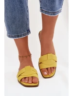 Dámské ploché sandály s pásky Eko Zamszové Žluté Florane