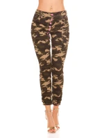 Dámske trendy Army skinnies 0000K600-273A khaki vzor - Koucla