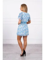 Kvetinové šaty so zaväzovaním v páse modrej Kvetinové šaty so zaväzovaním v páse modrej