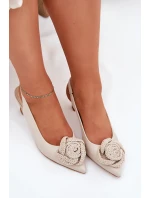 Skórzane Eleganckie Czółenka Na Szpilce CheBello 4666 Beżowe