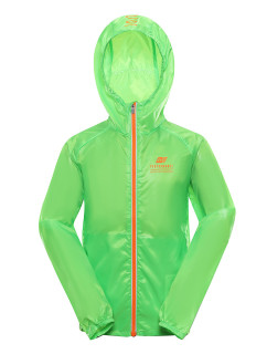 Detská ultraľahká bunda s nepremokavou úpravou ALPINE PRO BIKO neónovo zelená gecko