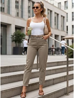Dámske džínsové nohavice mom fit s opaskom sivo-béžové FashionStreet UY2982