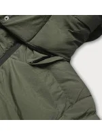 Prešívaná prechodná bunda s khaki pruhom (23060-2)