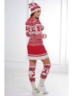Vianočný set 1003 sveter + čiapka + podkolienky červené