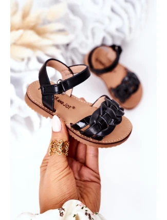 Dziecięce Sandały Z Wężowym Wzorem Czarne Baxlee