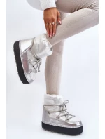 Damskie Śniegowce Z Wiązaniem Srebrne Toolsa