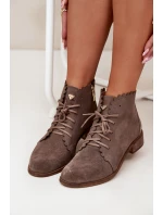 Semišové topánky na podpätku Dark Beige Zazoo Semišové topánky na podpätku Dark Beige Zazoo