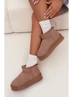 Zamszowe Śniegowce Damskie Na Platformie Vinceza 97962 Beżowe