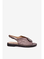 Dámské sandály na nízkém podpatku s ozdobou S.Barski KV61-6035 grafitové