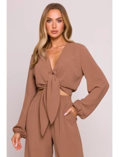 M861 Krátky top so zaväzovaním - čokoládový