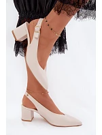 Dámske sandále na podpätku Zazoo 1122 light beige