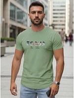 Pánske tričko s veľkým nápisom, bavlnené, zelené, FashionStreet NX5137R Pánske tričko s veľkým nápisom, bavlnené, zelené, FashionStreet NX5137R