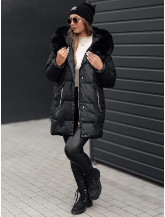Dámska prešívaná zimná bunda FROSTYFIT s kapucňou čierna FashionStreet TY4675 Dámska prešívaná zimná bunda FROSTYFIT s kapucňou čierna FashionStreet TY4675