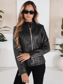 Dámska kožená bunda čierna FashionStreet TY5202