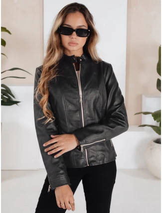 Dámska kožená bunda čierna FashionStreet TY5202
