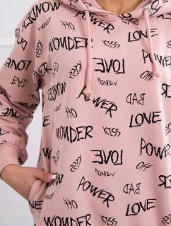 Mikina s nápisom tmavo púdrovo ružová