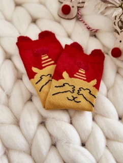 Dziecięce Świąteczne Skarpety Misiu Cosas Czerwono-Żółte