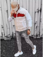 Pánska mikina na zips v ecru farbe FashionStreet BX5432 Pánska mikina na zips v ecru farbe FashionStreet BX5432
