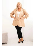 Dámska elegantná plus size bunda camel