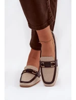 Dámske mokasíny Loafers s ozdobným prvkom, hnedo-béžové, Evelora Dámske mokasíny Loafers s ozdobným prvkom, hnedo-béžové, Evelora