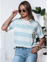 Dámske pruhované tričko ALMIN tyrkysová FashionStreet RY2562