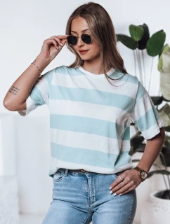 Dámske pruhované tričko ALMIN tyrkysová FashionStreet RY2562