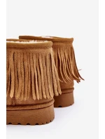 Ocieplane Botki Śniegowce Dziecięce Z Ozdobnymi Frędzlami Camel Nimia