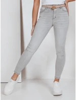 Dámske push up džínsy svetlo šedé FashionStreet UY2829