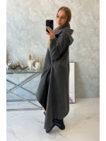 Zateplené šaty s dlhšími bokmi grafitové