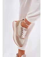 Buty Sportowe Damskie Z Siateczką Na Platformie Khaki Poova