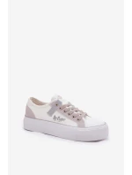 Trampki Damskie Na Platformie Lee Cooper LCW-25-31-3479L Biało-Szare