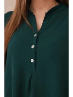 Blúzka s predĺženým zadným dielom tmavozelená