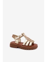 Dziewczęce Sandałki Z Ozdobnym Detalem Złote Serina