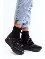 Dámske členkové topánky s ponožkou čierne Heladina