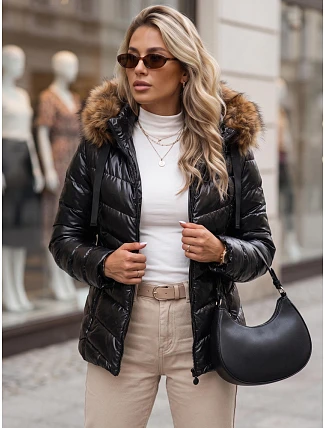 Dámska prešívaná zimná bunda s kapucňou MIRIAL čierna FashionStreet TY3769