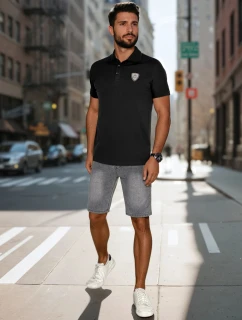 Pánske polo tričko s aplikáciou čierne FashionStreet PX0647