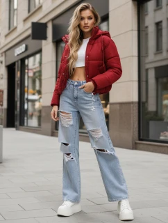 Dámska krátka zimná prešívaná bunda bordová FashionStreet TY5407