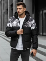 Pánska zimná bunda s kapucňou čierna FashionStreet TX5132 Pánska zimná bunda s kapucňou čierna FashionStreet TX5132