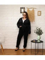 Čierna dámska tepláková súprava plus size s kapucňou na zips (8216) Čierna dámska tepláková súprava plus size s kapucňou na zips (8216)