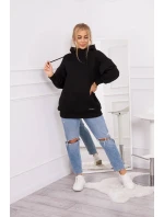 Zateplená mikina s polovičným zipsom čierna