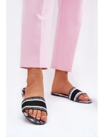 Wzorzyste Płaskie Klapki Damskie Czarne Leysi