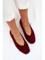 Baleriny Damskie Z Futerkiem Typu Baranek Bordowe Zimira
