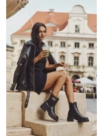 Botki Sztyblety Damskie Ze Złotym Detalem Ocieplane Czarne Serene